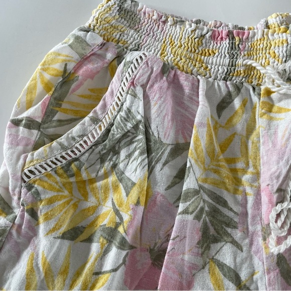 Briggs Linen Boho Bohemian Tassel Shorts Floral Tropical Pink Yellow Small - Picture 7 of 9